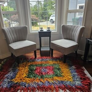 Red and Yellow Shaggy Accent Rug Decor(Filikli Kilim)